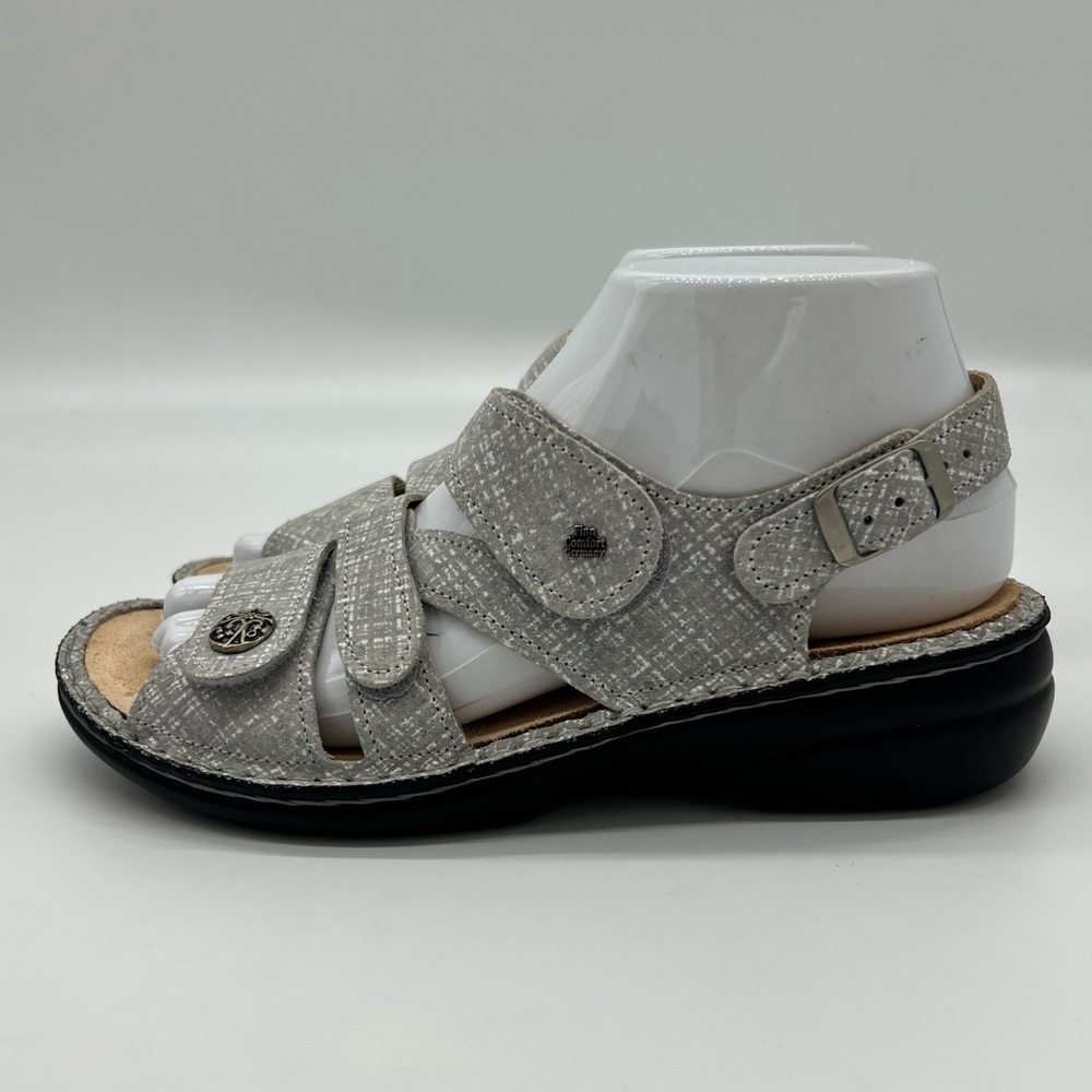 Finn Comfort Gray Velcro Comfort Sandals